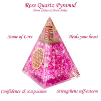 Orgone Pyramid | Rose Quartz Pink Orgonite Pyramid for Peace, Calm & Love | Healing Crystal Gemstone Pyramid | Orgone Pyramid Crystal - Handmade In India