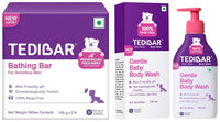 Tedibar Rich Moisturising Baby Body Wash 250ml with Skin Friendly PH with Tedibar Moisturising Baby Bathing Bar 100gx2 (Pack of 1)|100% Soap Free | Dermatologically TestedMoisturising Bar