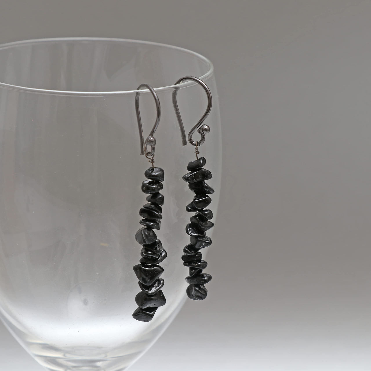 Gempires Natural Black Tourmaline Chips Crystal Earring, Crystals Earring, Energy Healing Crystals, Birthday, Gift for Her, Gemstone Jewelry (Black Tourmaline)