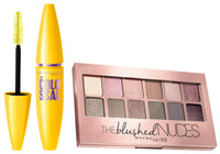 Maybelline New York The Blushed Nudes Palette Eyeshadow, 9G And Maybelline New York Volume Express Colossal Mascara, Washable, Glam Black, 10.7Ml