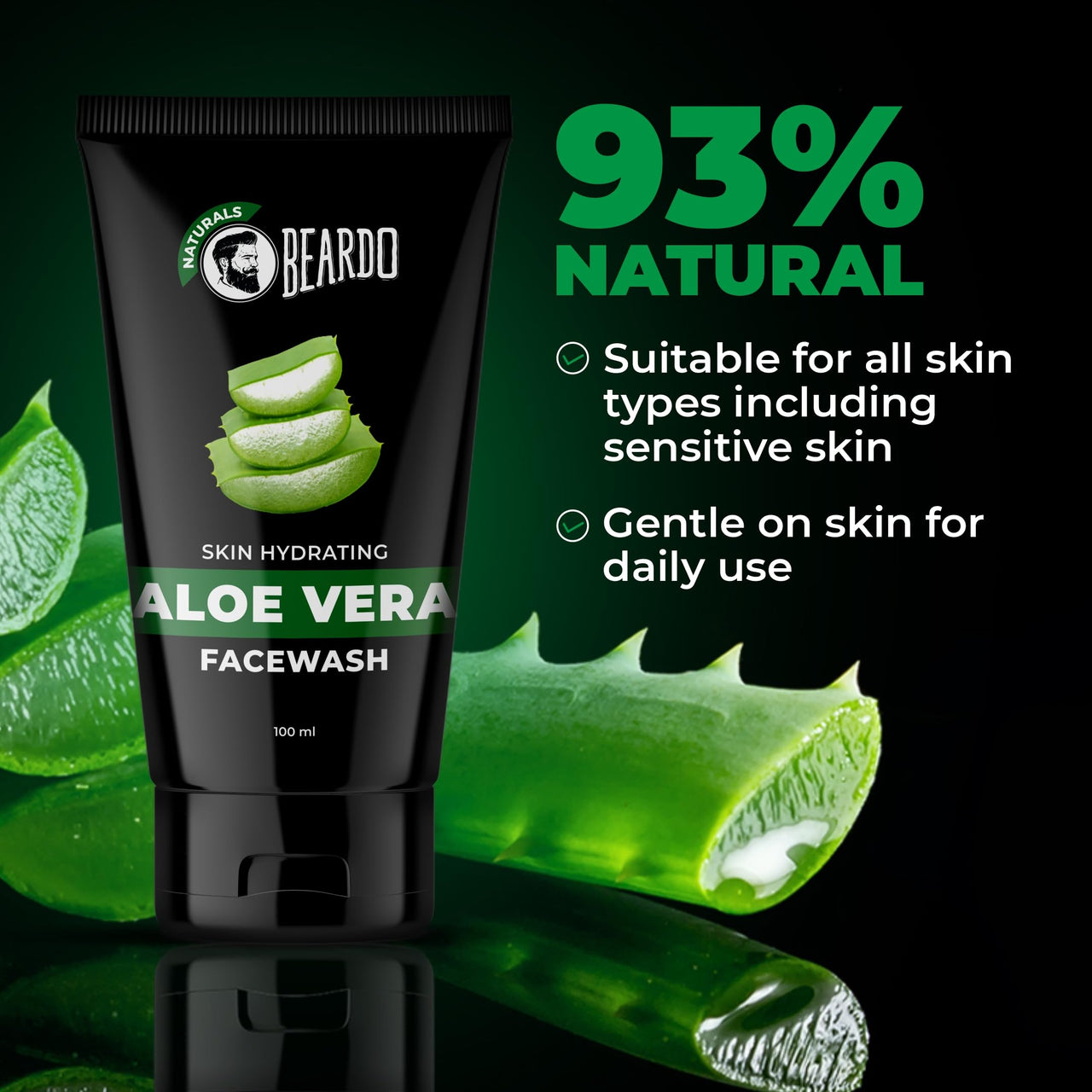 Beardo Aloevera Face Wash for Men, 100ml | For Skin Hydration and Soft Skin | Removes excess oil | Cleans and hydrates skin | Soothes & heals | For Dry Skin