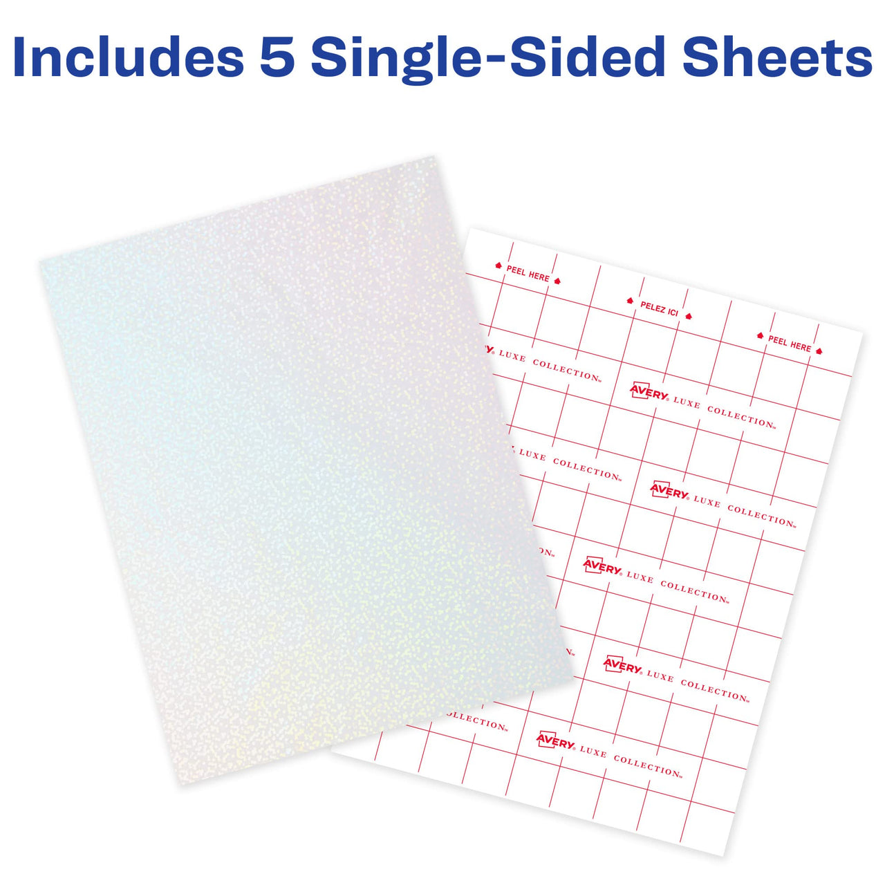 Avery Luxe Collection Holographic Laminating Sheets, Speckled Dots, 9" x 12", Self-Adhesive, 5 Holographic Overlay Sheets Total (73609) 5 Sheets