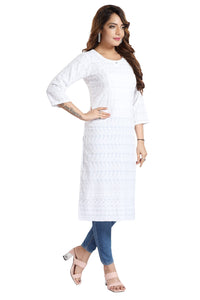 QUEEN SHIELD Women Cotton Kurta XL White