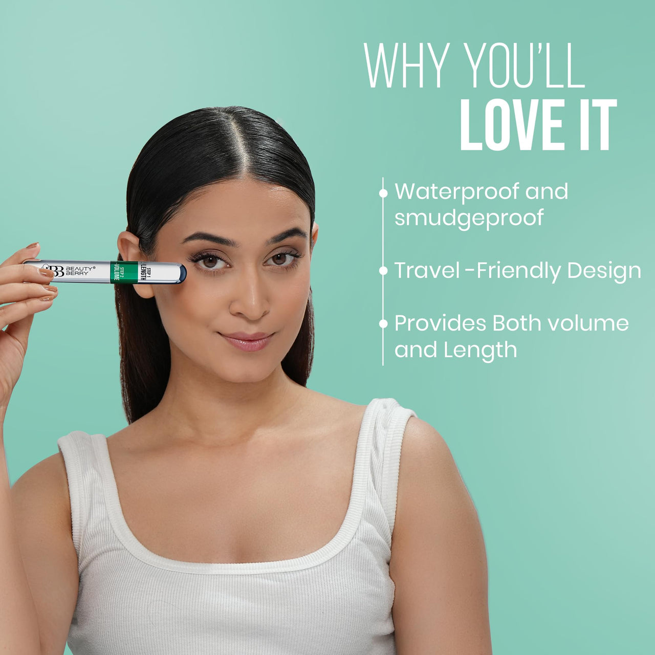 Beauty Berry Twin Turbo Volumizing and Lengthening Mascara – Black, 15ml | Long Lasting, Lightweight, Quick Drying, Smudge Proof & Waterproof | 2-in-1 Mascara for Women