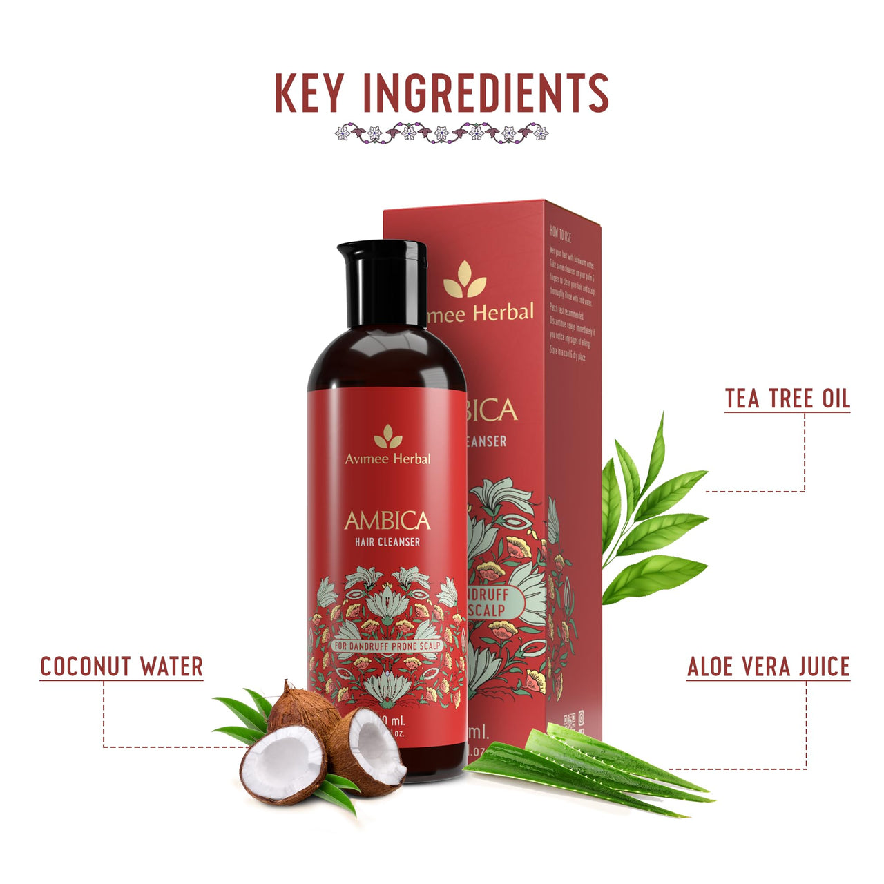 Avimee Herbal Ambika Hair Cleanser | Fights Dandruff & Moisturises Scalp Naturally | With Aloe Vera, Apple Cider Vinegar, Tea Tree Oil & Neem Oil | 200 ml