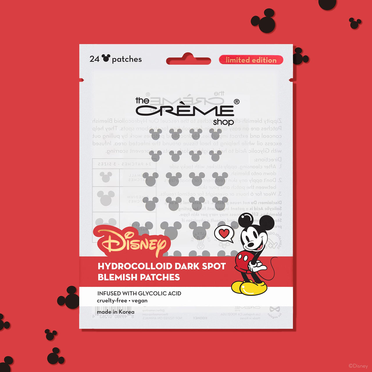 The Crème Shop Mickey Mouse Hydrocolloid Acne Patches | Infused with Glycolic Acid (3 Pack)
