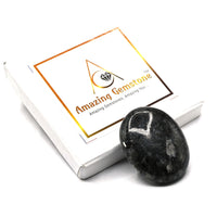 Larvikite Palm Stone - Hot Massage Worry Stone for Natural Body Chakra Balancing, Reiki Healing and Crystal Grid Larvikite