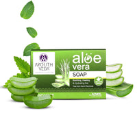 Ayouthveda Aloe Vera Bathing Soap 125g & Aloe Vera Gel 150g & Ultra Hydrating Face Emulsion Cream 60g Combo for Face, Body, Hair, Hydrates Skin without Feeling Greasy, Neem, Tulsi, Even Skin Tones