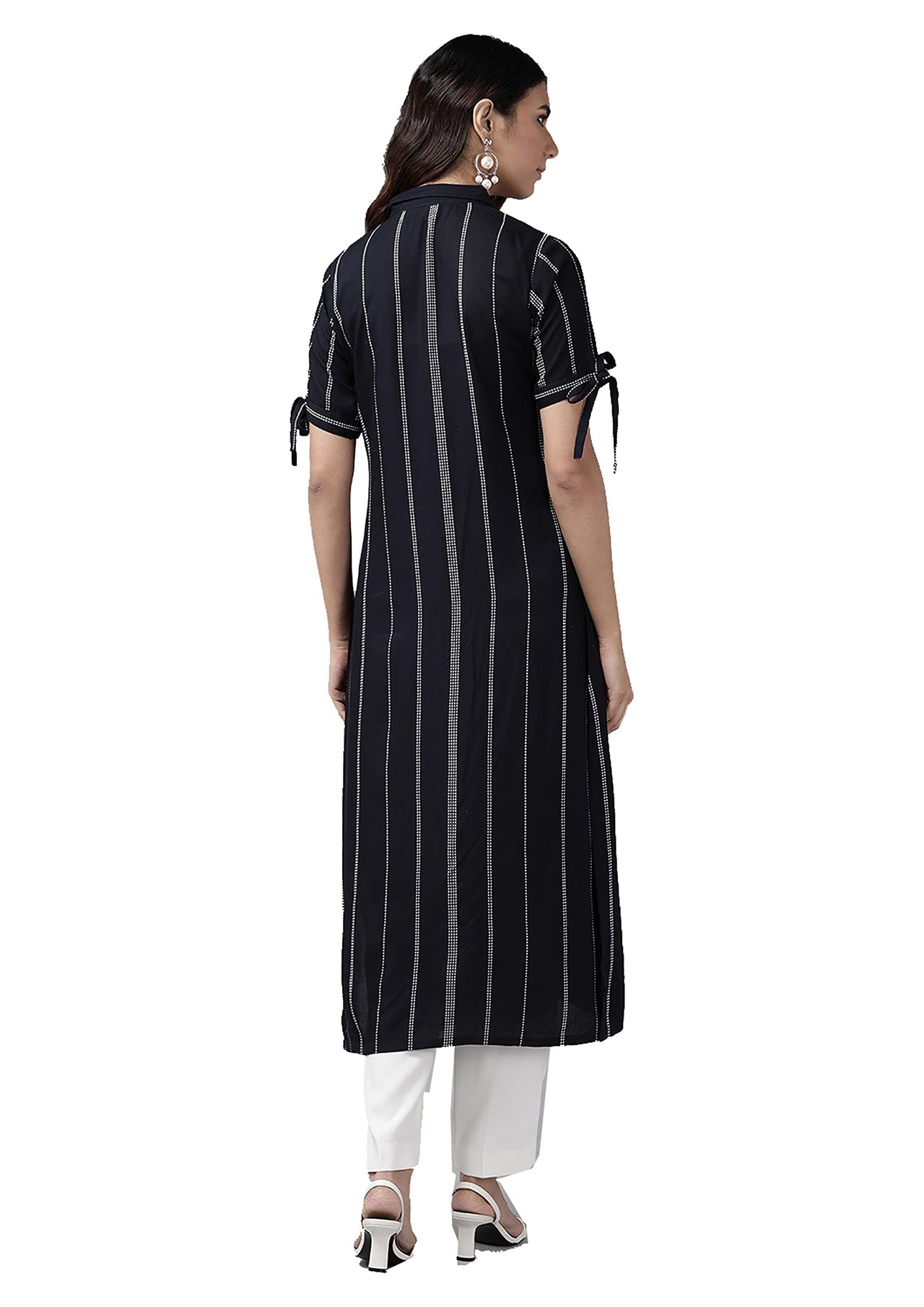 Yash Gallery Women's  Rayon Striped Printed Straight Kurta for Women