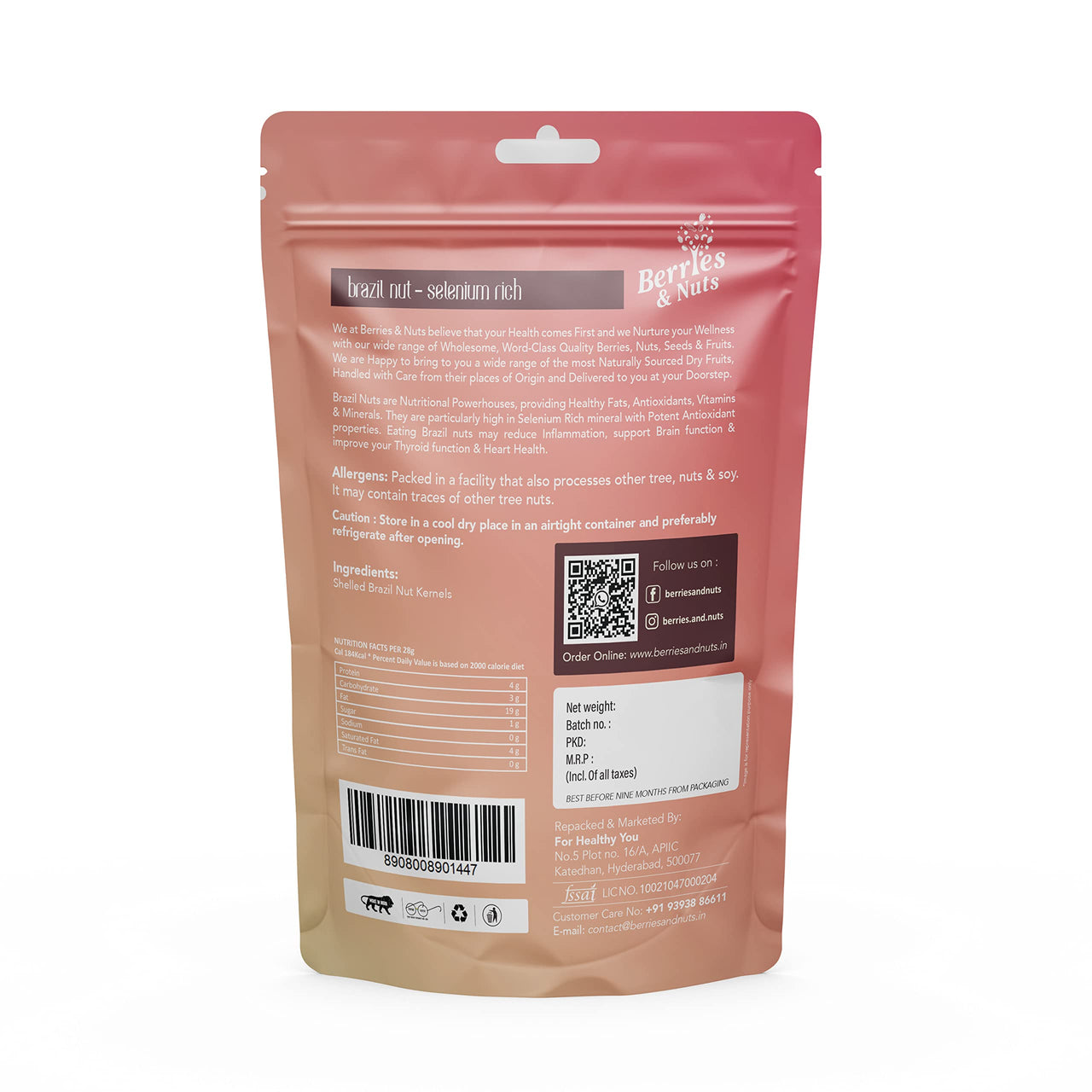 Berries And Nuts Premium Jumbo Whole Brazil Nuts 500gm