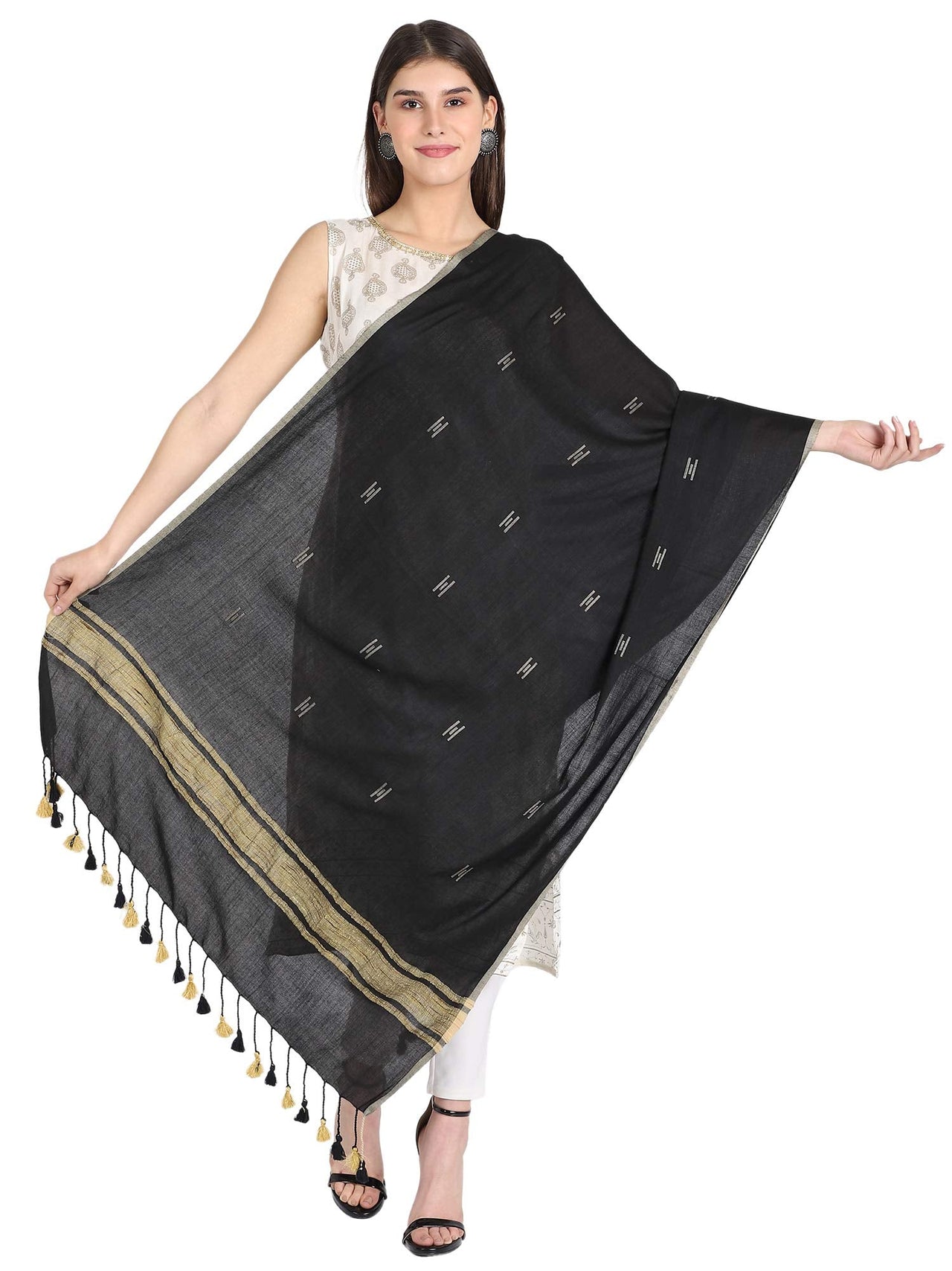 THE WEAVE TRAVELLER Handloom Hand Woven Cotton Ghicha Dupatta For Women