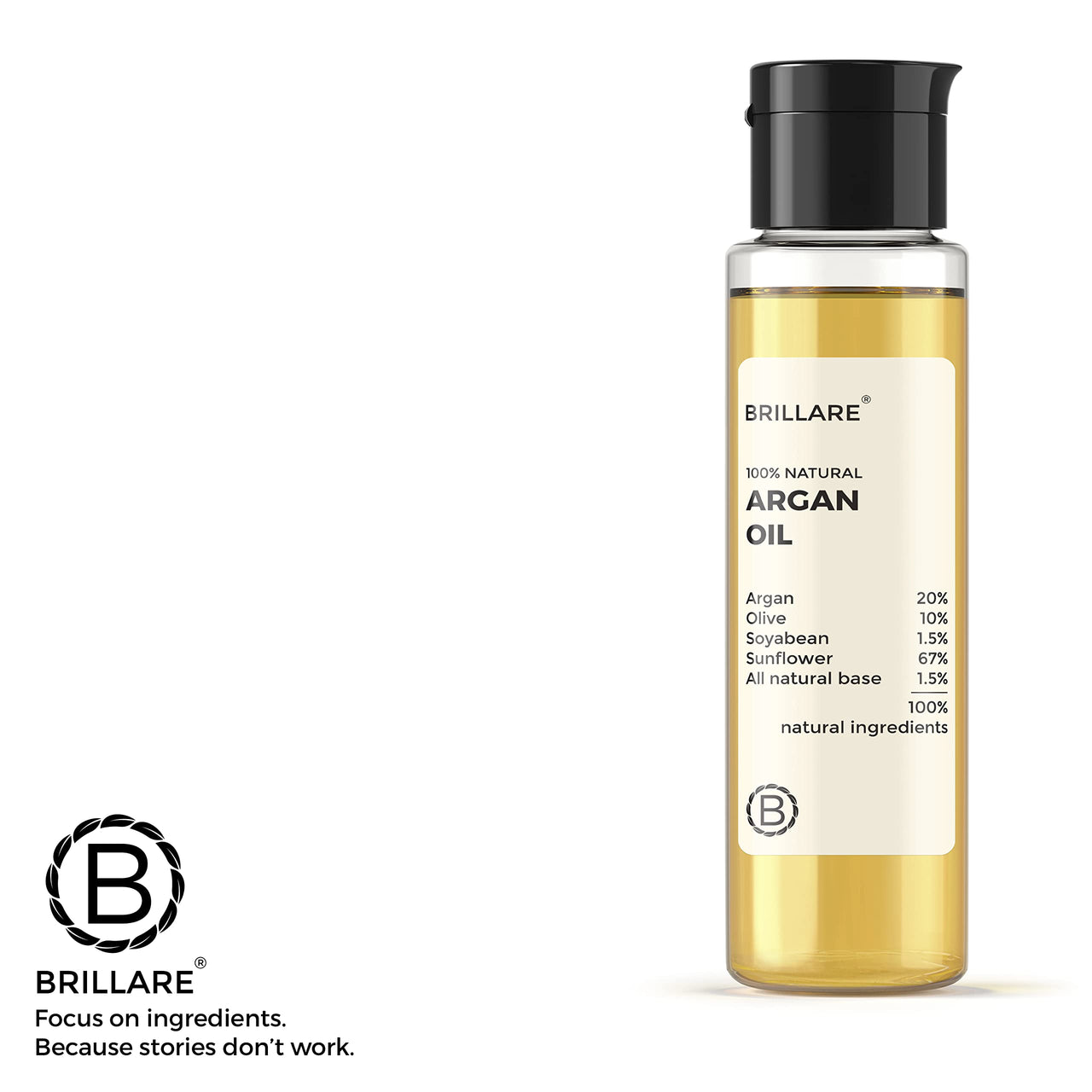 Brillare Argan Hair Oil, with the Goodness of Olive oil & Sunflower Oil, for Dry & Frizzy Hairs, 100% Natural Hair Oil, 100ml