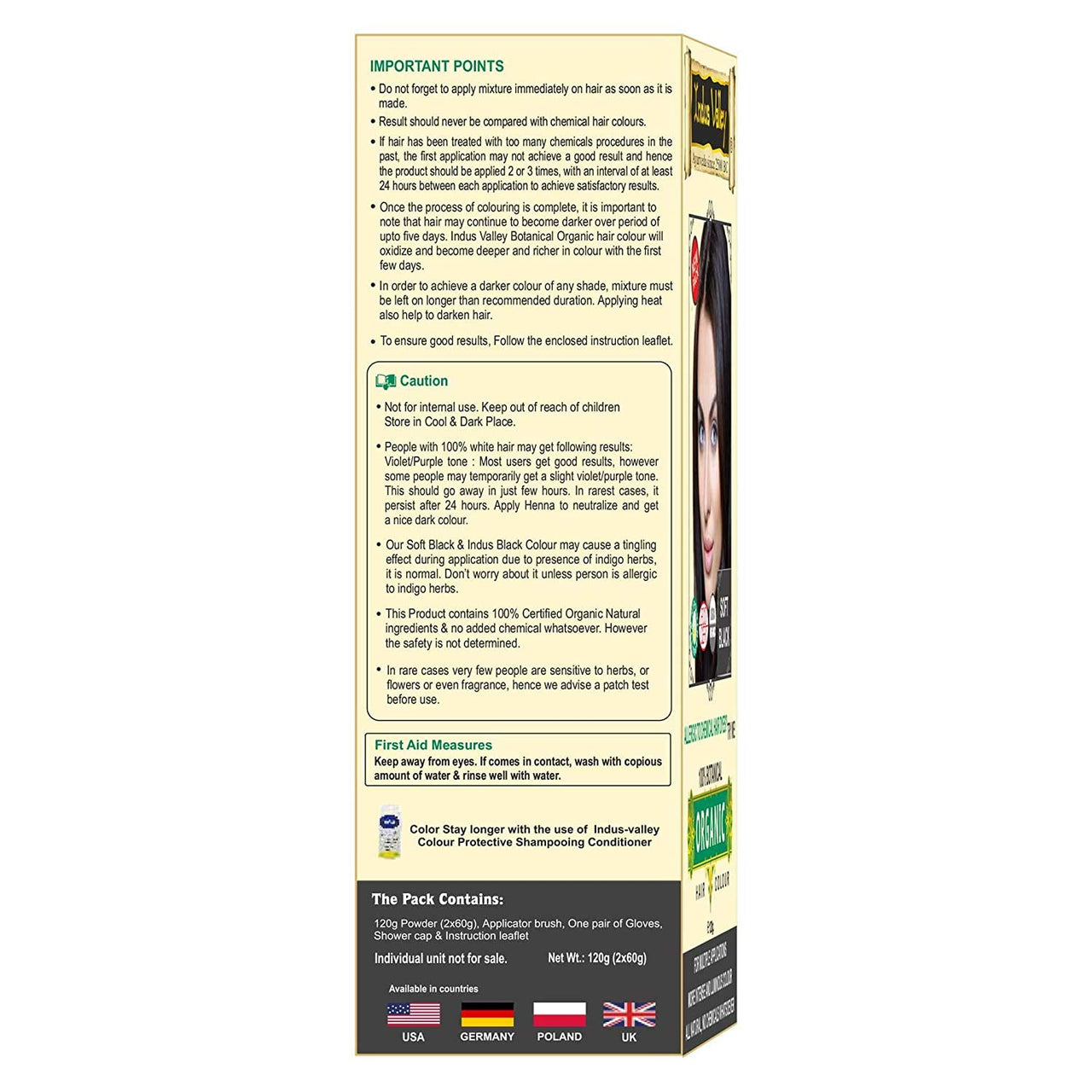 INDUS VALLEY 100% Certified Organic Hair Colour (Soft Black) - (120g*2=240g)