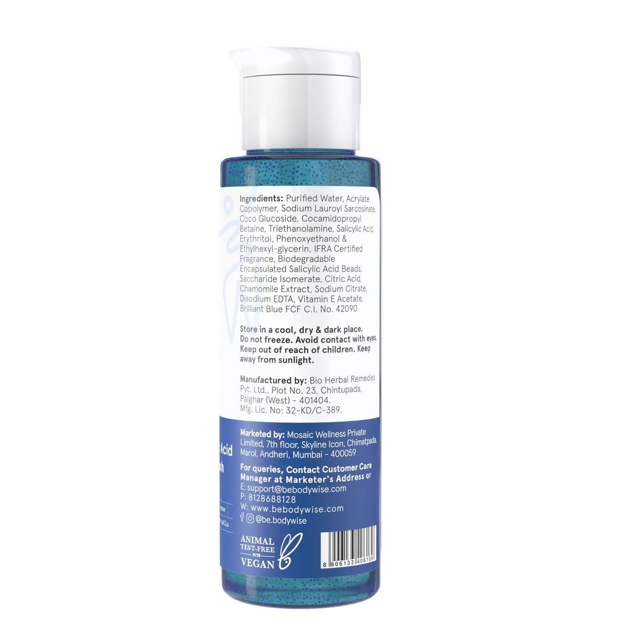 Be Bodywise 1% Salicylic Acid Body Wash | Prevents Body Acne & Exfoliates Skin | With Chamomile Extract | 100ml
