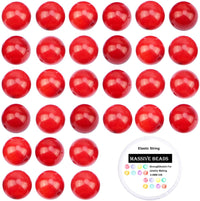 100Pcs Natural Crystal Beads Stone Gemstone Round Loose Energy Healing Beads with Free Crystal Stretch Cord for Jewelry Making (Red Coral, 8MM) Red Coral