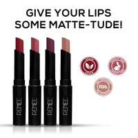 RENNE Very Matte - Pack of 4 Matte Lipsticks & RENEE Sucker Oil Pulling Primer Stick 5gm Combo