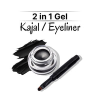 Jersy Girl by Fashion Colour Kajal and Eyeliner With Brush|24 Hours Long Lasting and Smudge Proof | Waterproof | Intense Colour | 2 in 1 Kajal and Eyeliner Combo | Lasting Drama Gel Eyeliner | 3.8g (Black)