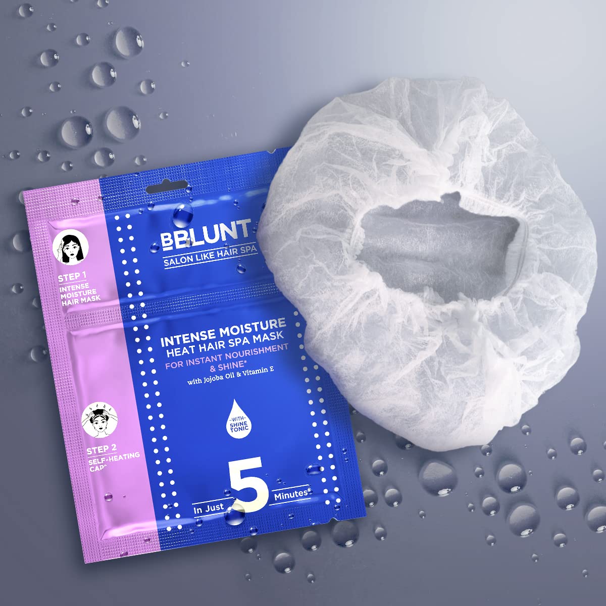 BBLUNT Intense Moisture Heat Hair Spa Mask with Jojoba Oil & Vitamin E for Salon-Like Hair Spa at Home - 70 g