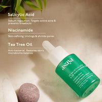 Asaya 2% Salicylic Acid Face Serum | 5% Niacinamide & Tea Tree Oil | Reduces Acne, Blackheads & Whiteheads | Unclogs Pores & Regulates Sebum | Fights Active Breakouts & Prevents Future Acne | Antibacterial & Anti-Inflammatory | Lightweight, Quick-Absorbin