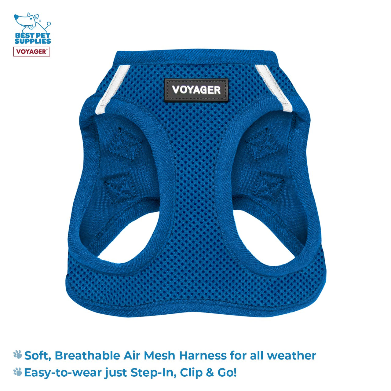 Voyager Step-in Air All Weather Mesh Harness and Reflective Dog 5 ft Leash Combo with Neoprene Handle, for Small, Medium and Large Breed Puppies by Best Pet Supplies - Set (Royal Blue), S Harness Leash Set (Royal Blue) S (Chest: 14.5 - 16")