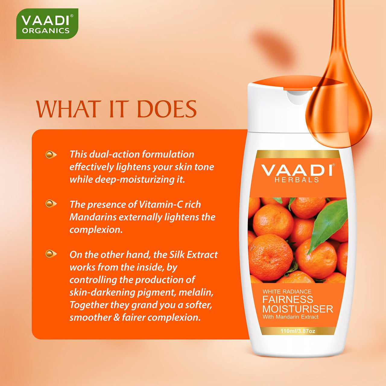 VAADI HERBALS Fairness Lotion Moisturiser With Mandarin Extract, 110Ml X 3
