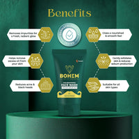 BOHEM Skin Brightening Face Wash for Men |100ml Pack of 1 | Anti Acne FaceWash for Glowing & Brightening Skin with 0.5% Salicylic Acid, Goodness of Black Tea Extract & Glycerine | All Skin Types