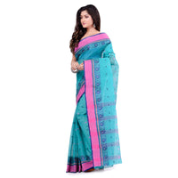 dB DESH BIDESH Women`s Traditional Bengal Tant Woven Minakari Kolka Design Pure Handloom Cotton Saree Without Blouse Piece