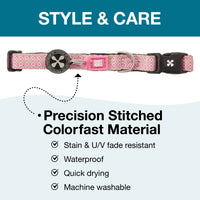 Max & Molly Soft Padded Neoprene Dog Collar w/Smart ID Gotcha! QR Pet Safety Tag, Durable, Waterproof, Anti-Stink, Machine Washable Collar for Dogs, Retro Pink Pattern, XS XS (9-14