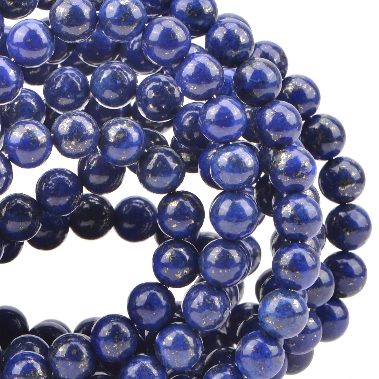 100Pcs Natural Crystal Beads Stone Gemstone Round Loose Energy Healing Beads with Free Crystal Stretch Cord for Jewelry Making (Lapis, 8MM) Lapis