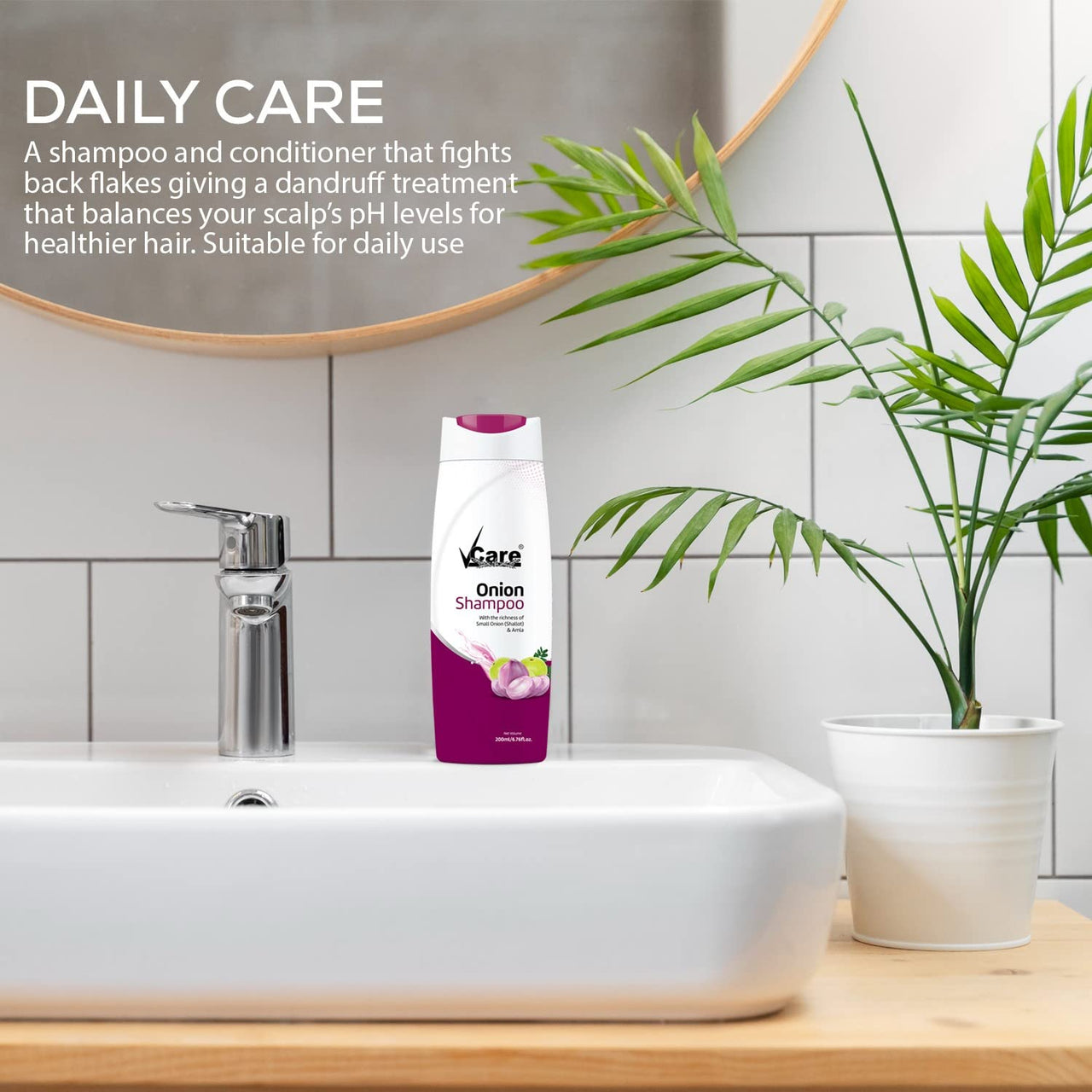 VCare Small Onion Shampoo for Hair Growth 200ml and Hair Fall Control - With Shallot Onion and Amla Suitable for Both Men & Women (Pack Of 3)