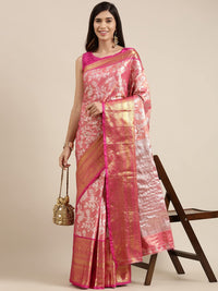 Pandadi Saree Women's  Arasi Soft Tissue Banarasi Silk Dharmavaram Pattu Saree With Unstiched Blouse Piece