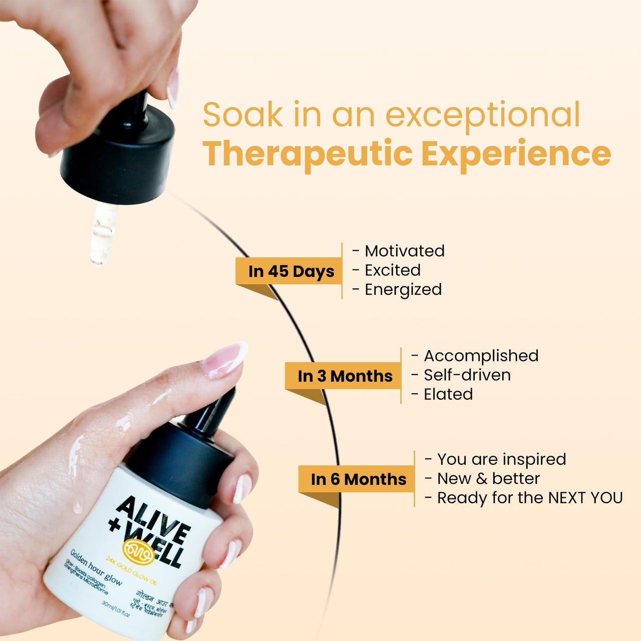 Alive & Well 24K Golden Hour Glow Facial Oil, with 24K Gold Flakes, Crafted By Dermatologists for Glowing Skin and Radiance, Boosts Collagen, Reduces Wrinkles and Fine Lines, for Men & Women - 30ml