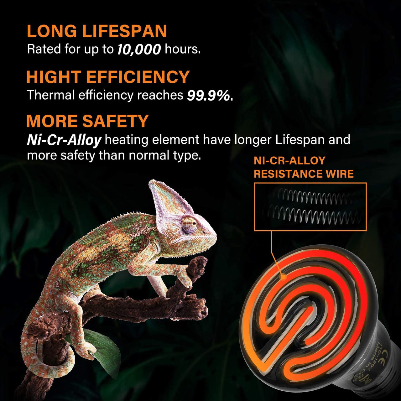 Simple Deluxe 25W 1-Pack Mini Ceramic Heat Emitter Reptile Heat Lamp Bulb No Light Emitting Brooder Coop Heater for Amphibian Pet & Incubating Chicken, Black Black/1-pack 25W (Mini)