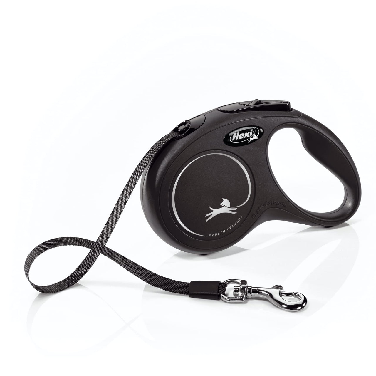 FLEXI New Classic Retractable Dog Leash (Tape), 16 ft, Small, Black Small - 16 ft