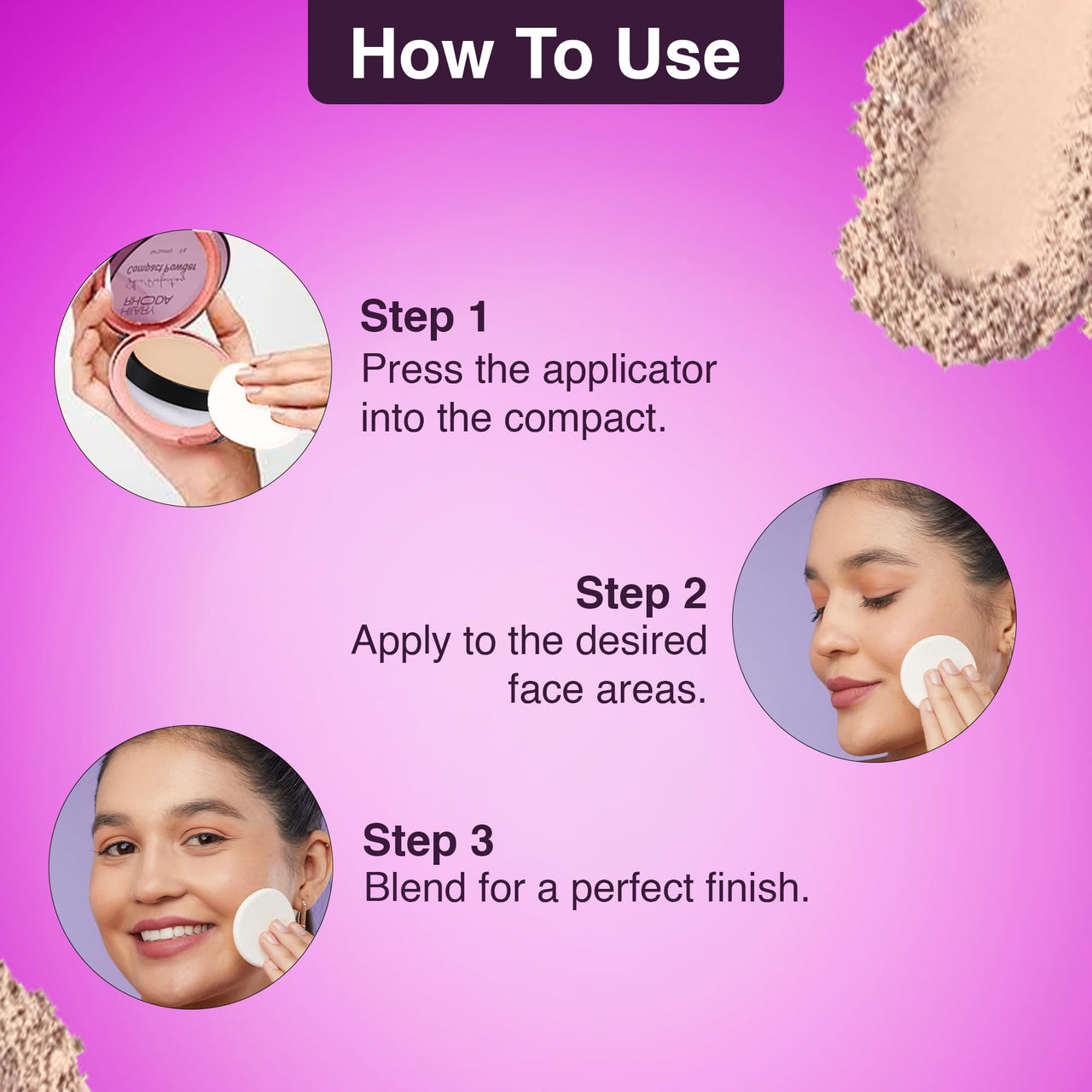 Hilary Rhoda Skin Perfecting Compact Powder | Oil Control & Matte Finish | Buildable Coverage | Blends Easily | Hides Imperfections | 6g (Light Beige | Shade 03)