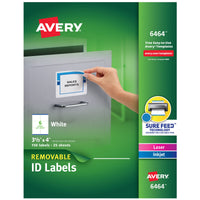 Avery Removable ID Labels, Sure Feed Technology, Removable Adhesive, 3-1/3