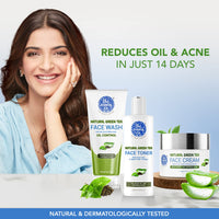 The Moms Co Natural Green Tea Face Toner l Controls Sebum l Fights Acne l Tightens Pores l Hydrates & Soothes l Aloe Vera & Cucumber (Pack of 200ML)