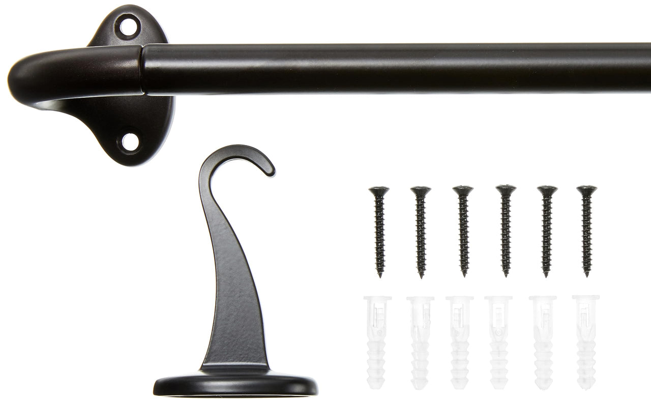 Basics Room Darkening Blackout Curtain Rod - 48" to 88", Dark Bronze (Espresso) 48" to 88" Single Rod