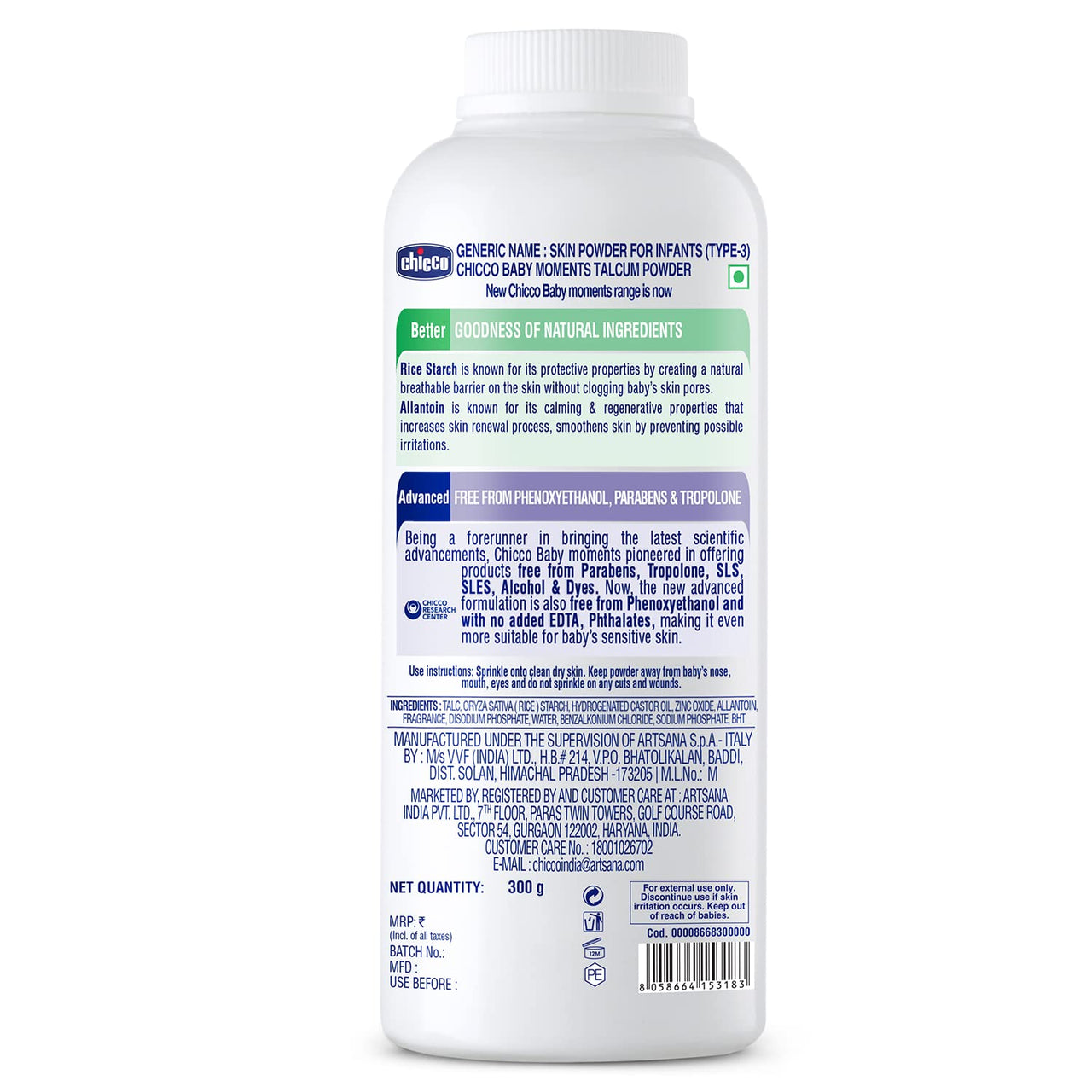 CHICCO BM TALCUM POWDER 300G