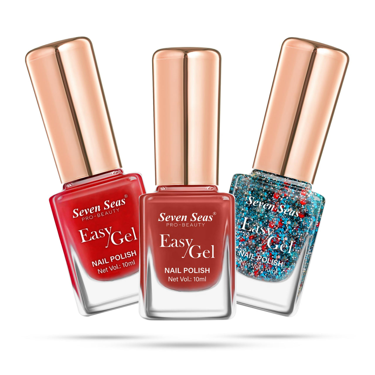 Seven Seas Easy Gel Nail Polish | Quick Dry Gel Nail Polish, Pack of 3 (Combo-23, 30ml)