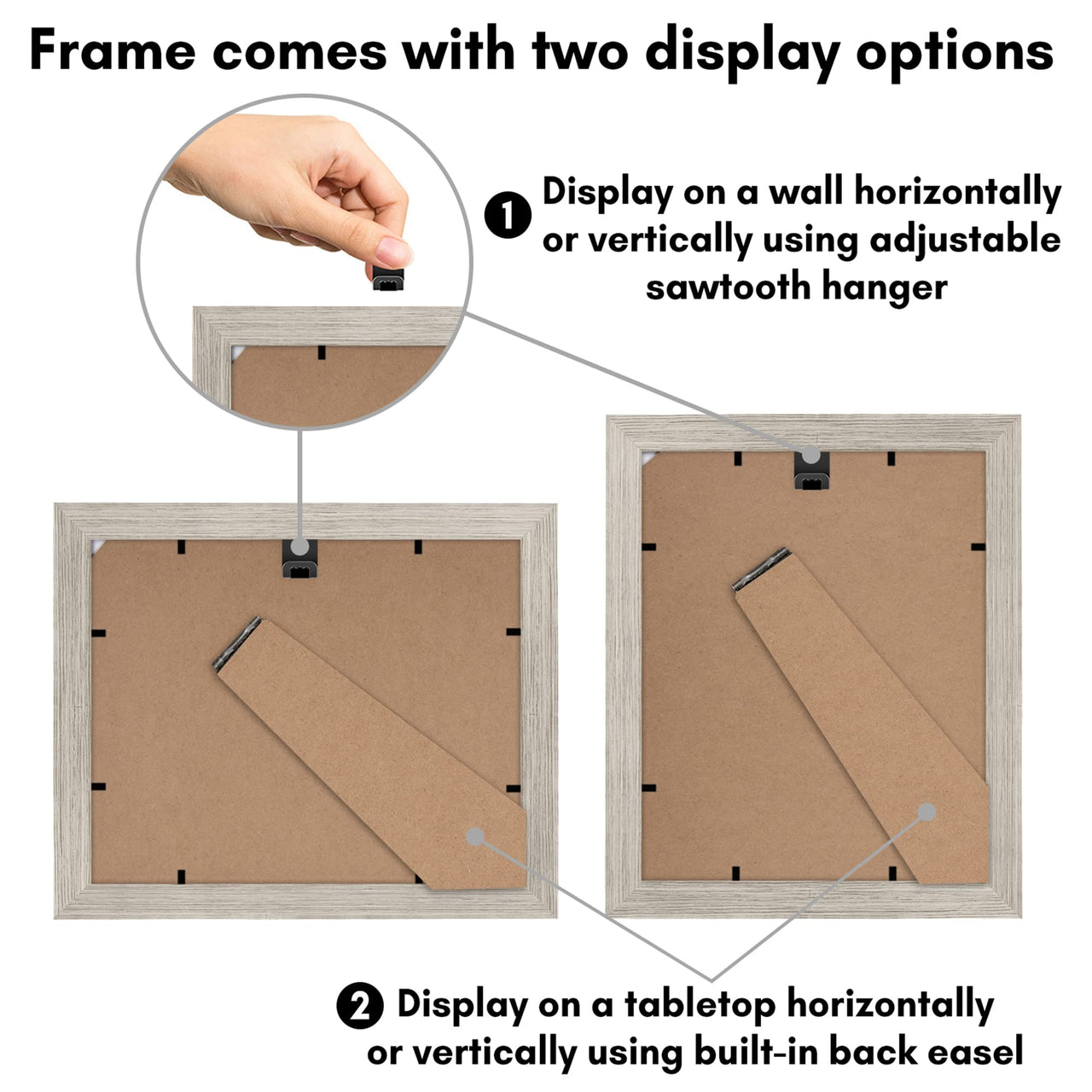 Americanflat 8x10 Picture Frame in Driftwood - Use as 5x7 Picture Frame with Mat or 8x10 Frame Without Mat - Engineered Wood Photo Frame with Shatter-Resistant Glass and Easel for Wall and Tabletop