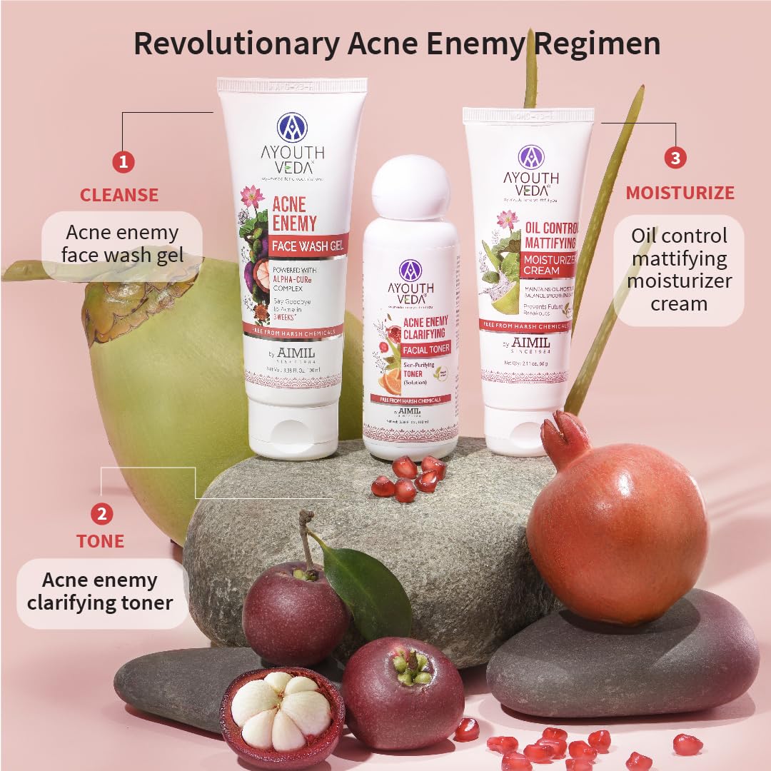 Ayouthveda Acne Face Wash Gel for Pimples & Oily Skin | Anti Acne & Pimple Control | Suitable for All Skin Types | Pack of 3 (100 ml Each)
