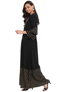Janasya Women's  Black Poly Crepe Anarkali Kurta