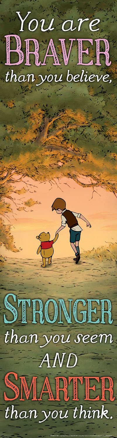 Eureka Winnie The Pooh Vertical Classroom Banner, Braver Than You Believe, Measures 45 x 12"