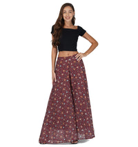 RATAN Women’s Georgette Flared Freesize Sharara Palazzo Pant with Lining M Maroon