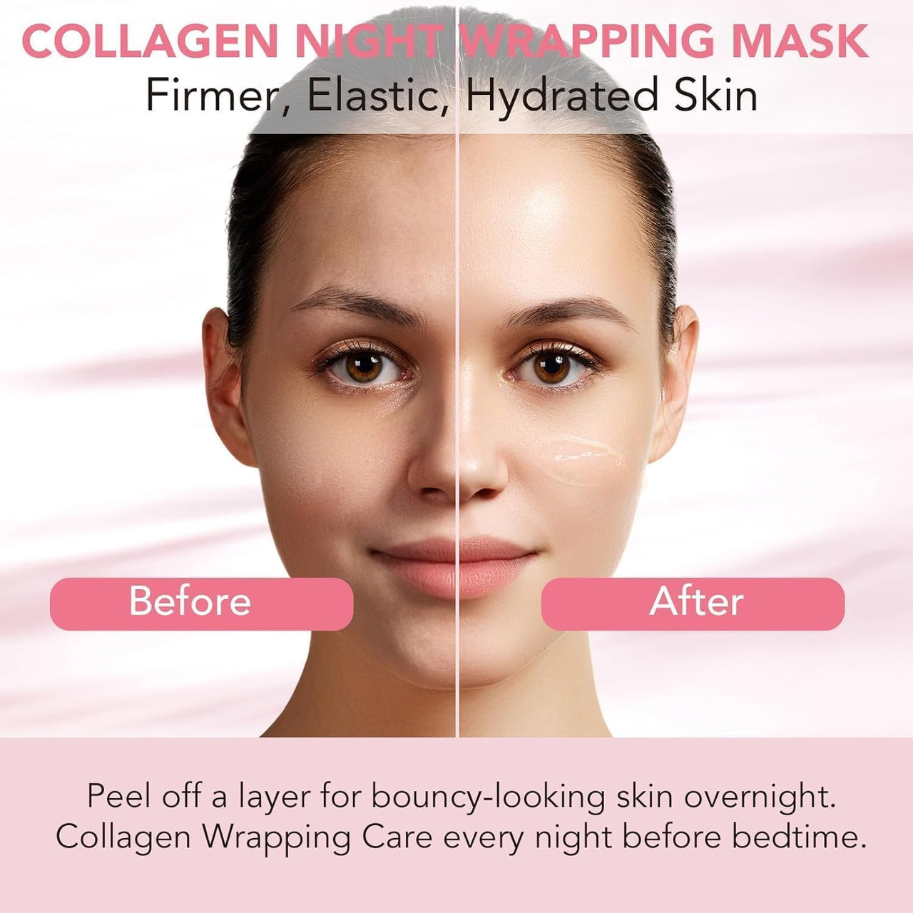 Collagen Night Wrapping Mask,Overnight Collagen Wrapping Mask,Collagen Peel Off Face Mask,Elasticity and Hydration Care,2.53 fl.oz