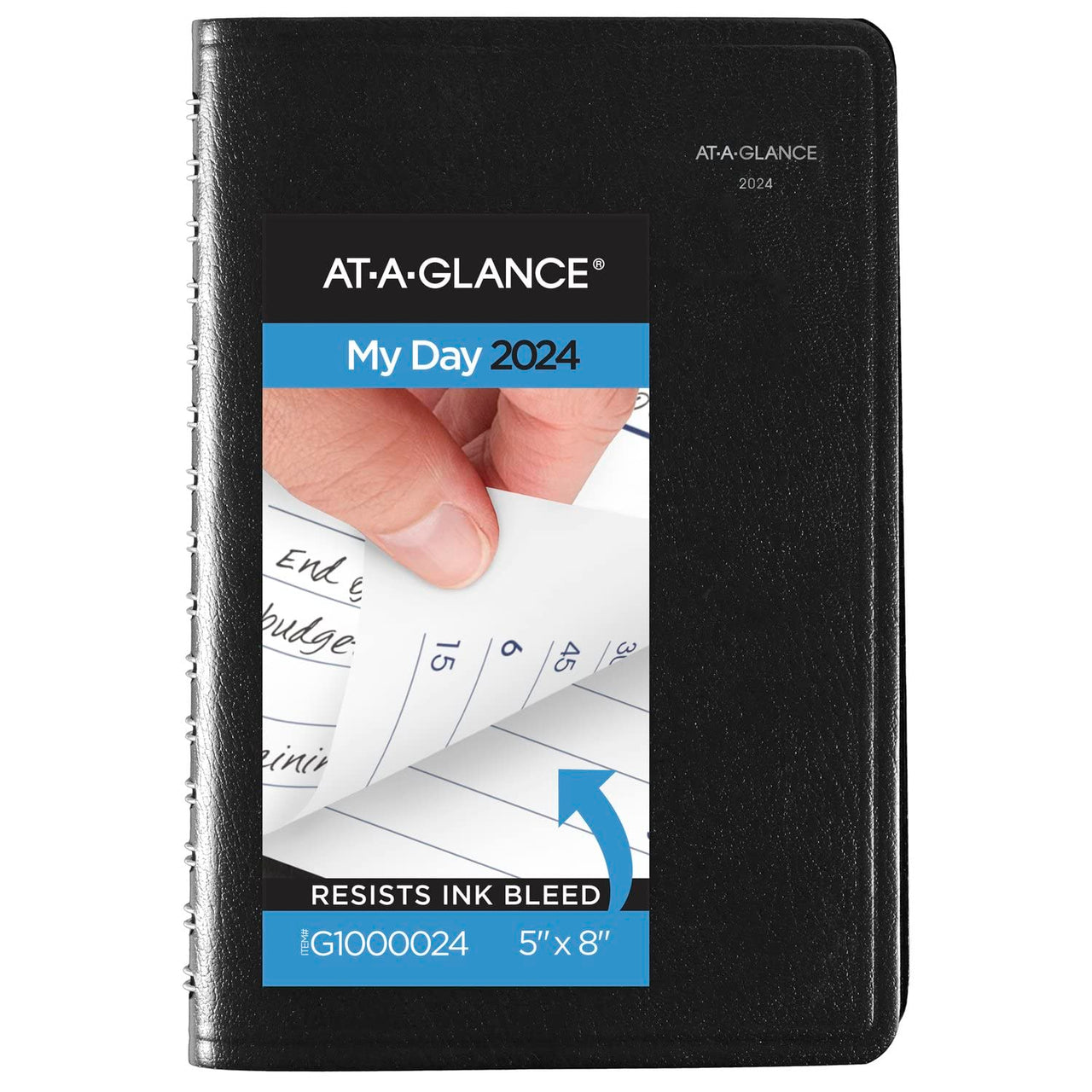 AT-A-GLANCE 2024 Daily Planner, DayMinder, Quarter-Hourly Appointment Book, 5" x 8", Small, Black (G1000024) 2024 New Edition