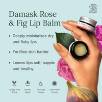 Juicy Chemistry Damask Rose & Fig Organic Lip Balm, 5 g | Enriched with Cocoa Butter, Jojoba & Apricot Oil to Smooth and Soften Dry, Chapped & Sensitive Lips | Lip Balm For Women & Men, Cruelty Free