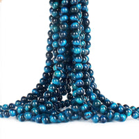 70PCS Natural 8MM Healing Gemstone, Blue Tiger’s Eye Energy Stone Round Loose Beads, Semi-Precious Crystal Beads with Free Elastic String for Jewelry Making DIY