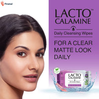 Lacto Calamine Daily Face Cleansing Wipes with Aloe Vera, Cucumber & Vitamin E, White, Pack of 3, 75 Count & Calamine Oil Control Face Wipes, White, 60 Count, Pack of 2
